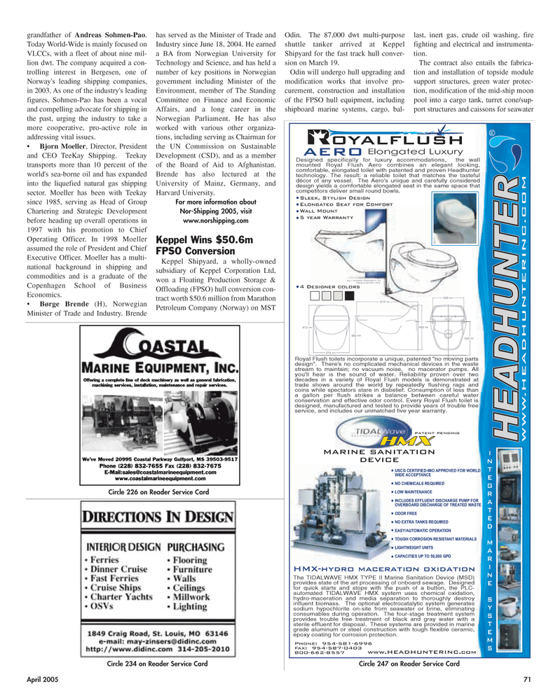 Maritime Reporter Magazine, page 71,  Apr 2005