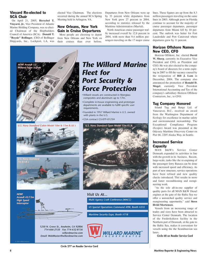 Maritime Reporter Magazine, page 8,  May 2005
