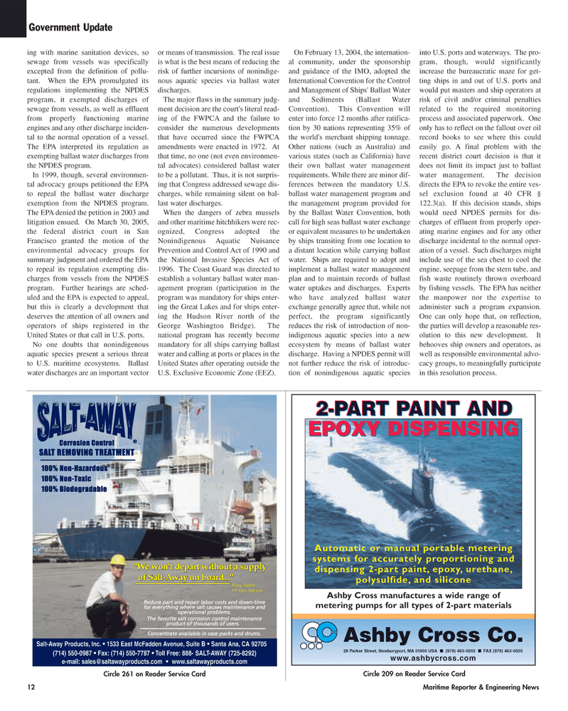 Maritime Reporter Magazine, page 12,  May 2005