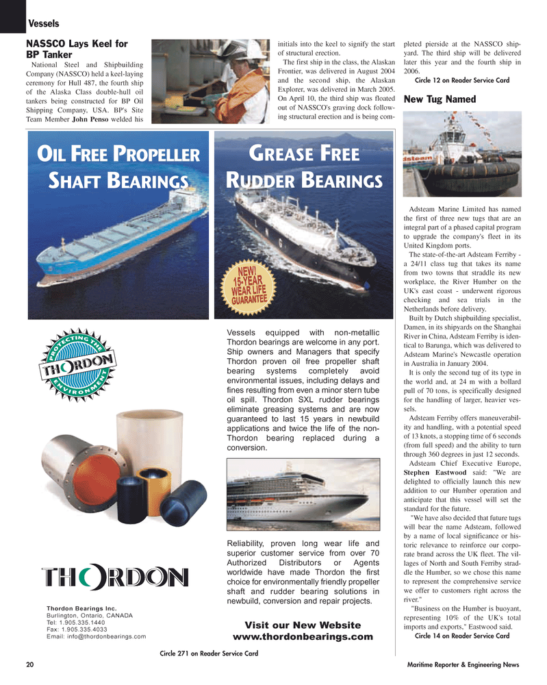 Maritime Reporter Magazine, page 20,  May 2005