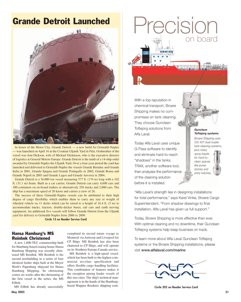 Maritime Reporter Magazine, page 21,  May 2005