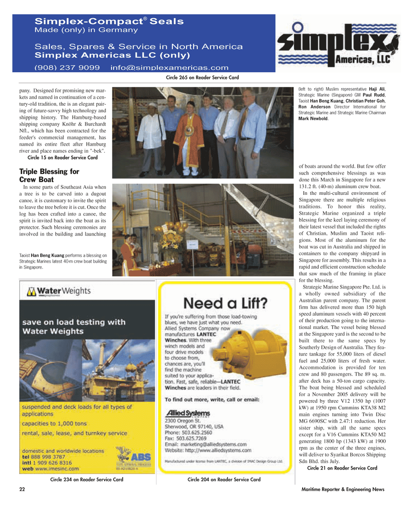Maritime Reporter Magazine, page 22,  May 2005