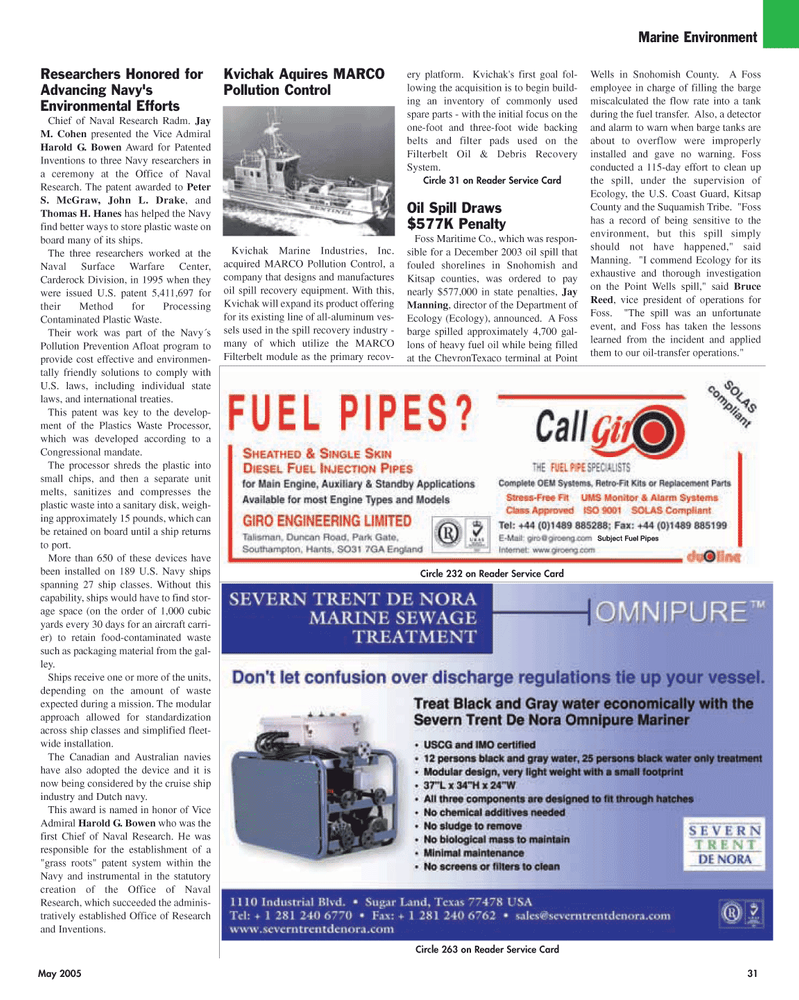 Maritime Reporter Magazine, page 31,  May 2005