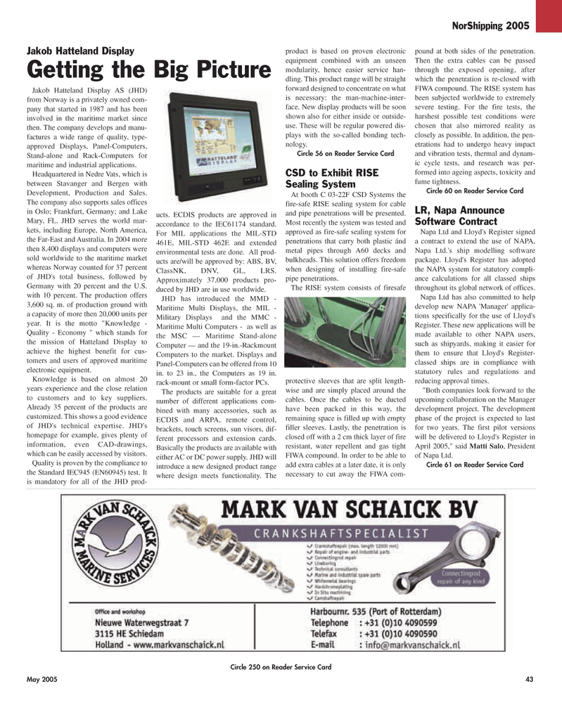 Maritime Reporter Magazine, page 43,  May 2005