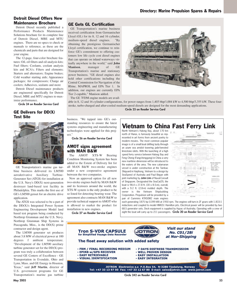 Maritime Reporter Magazine, page 55,  May 2005