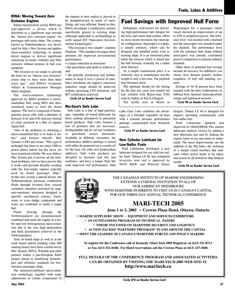 Maritime Reporter Magazine, page 57,  May 2005