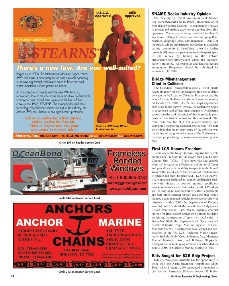 Maritime Reporter Magazine, page 14,  Jun 2005