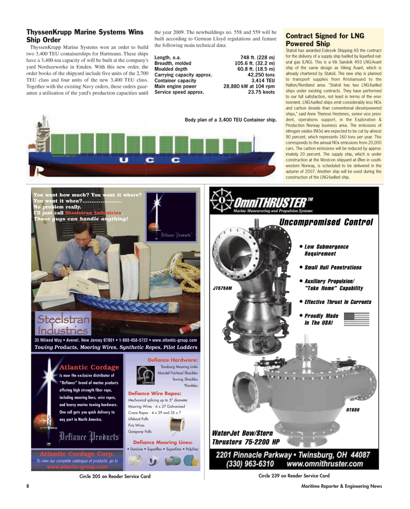 Maritime Reporter Magazine, page 8,  Jul 2005