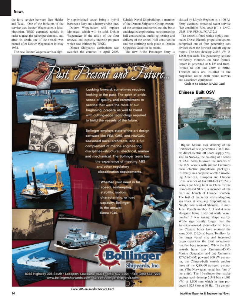 Maritime Reporter Magazine, page 14,  Aug 2005