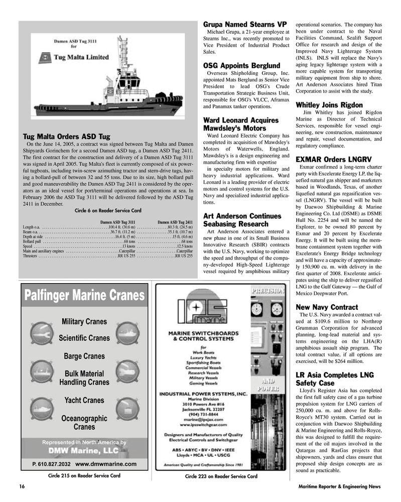 Maritime Reporter Magazine, page 16,  Aug 2005