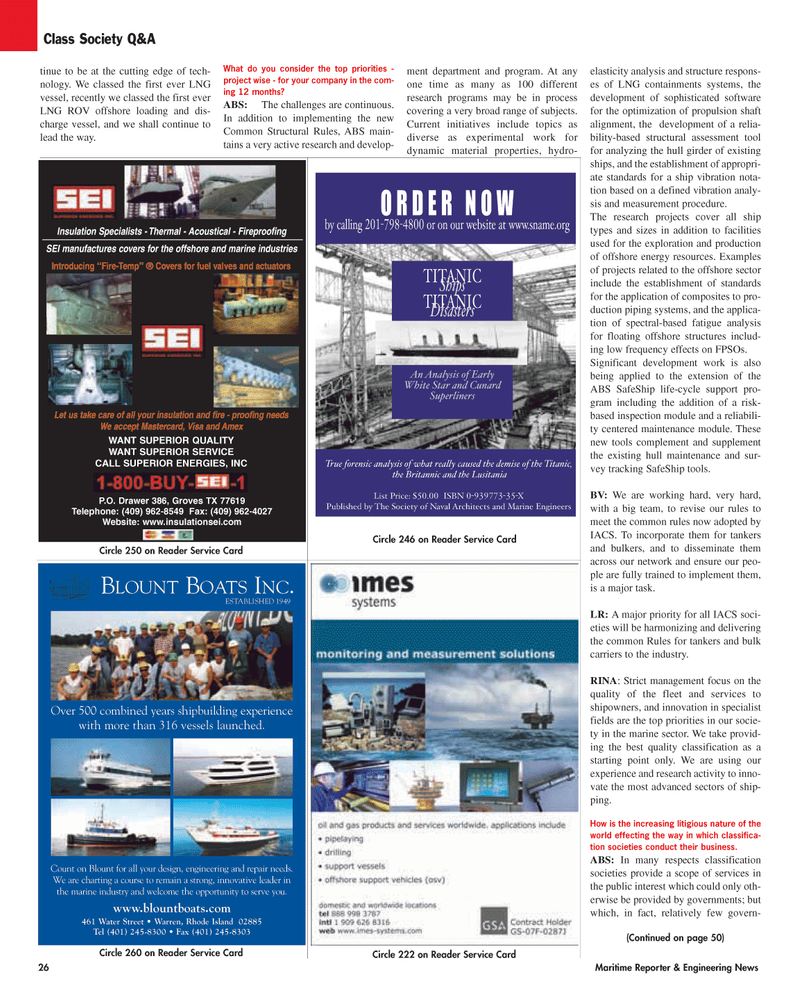 Maritime Reporter Magazine, page 26,  Aug 2005