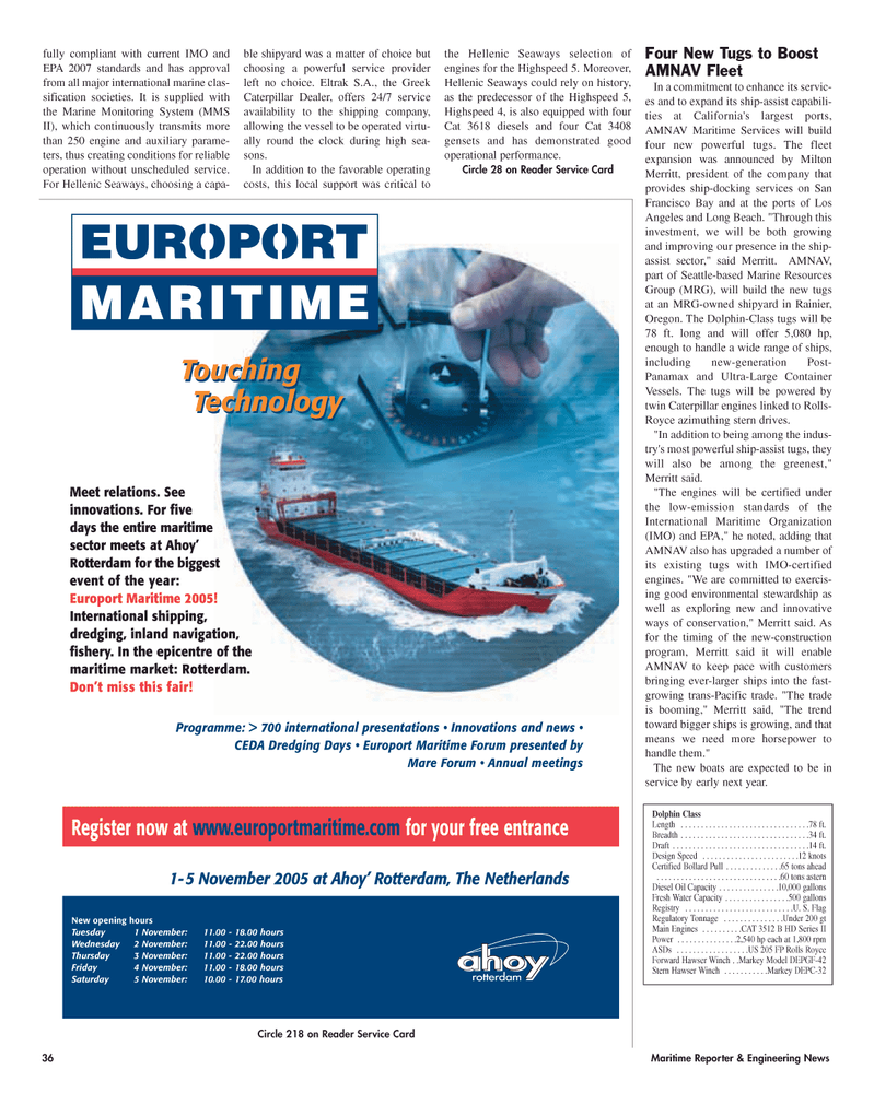 Maritime Reporter Magazine, page 36,  Aug 2005