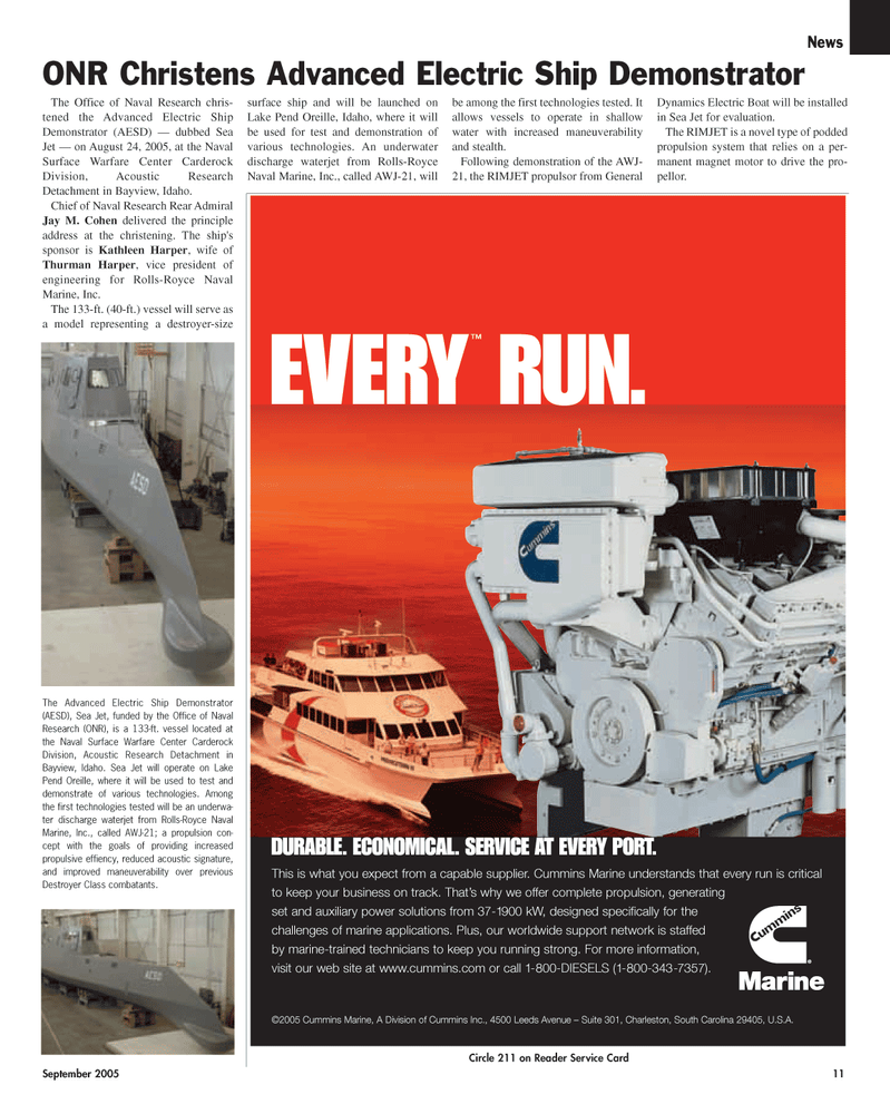 Maritime Reporter Magazine, page 11,  Sep 2005