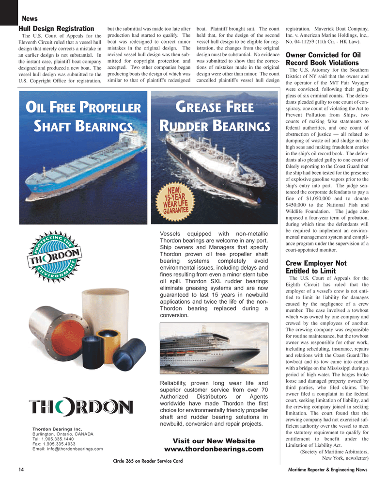 Maritime Reporter Magazine, page 14,  Sep 2005