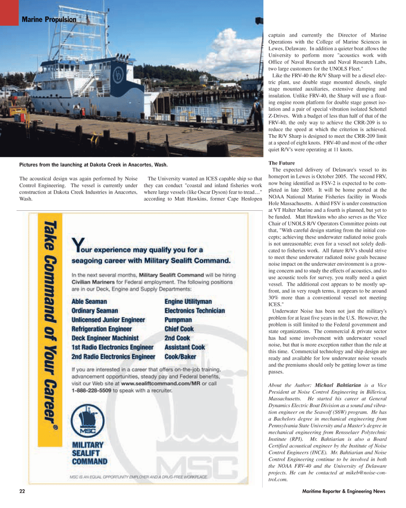 Maritime Reporter Magazine, page 22,  Sep 2005