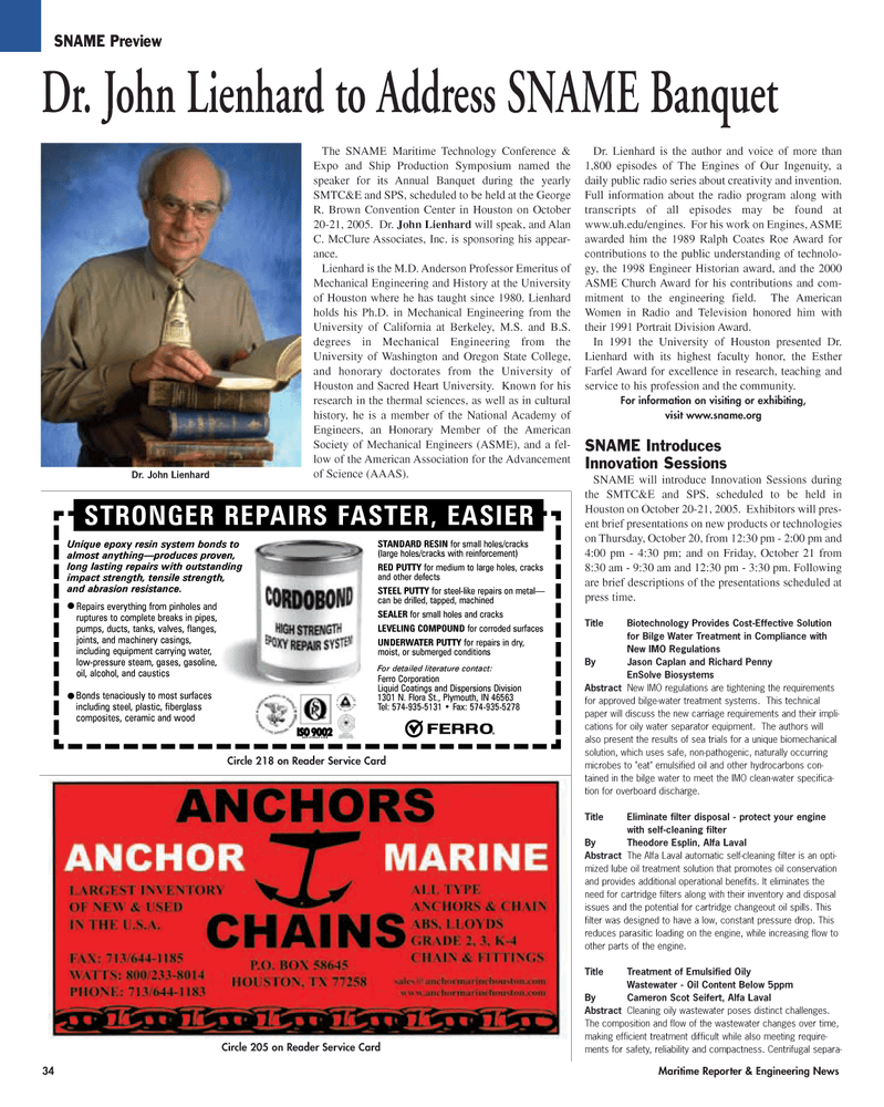 Maritime Reporter Magazine, page 34,  Sep 2005