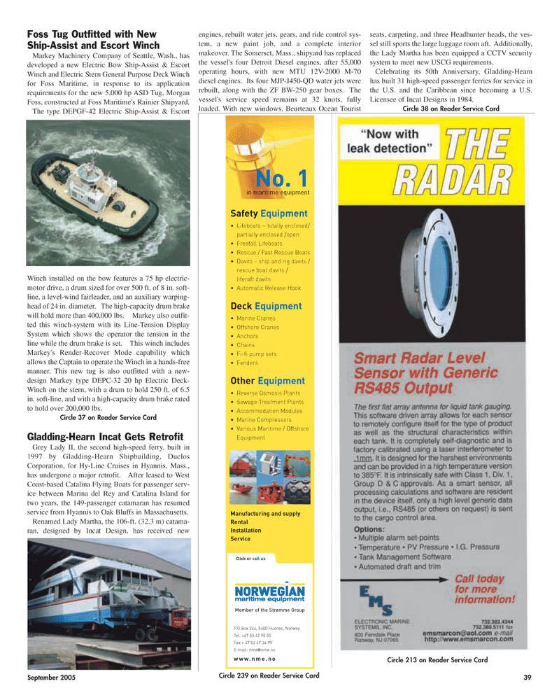 Maritime Reporter Magazine, page 39,  Sep 2005