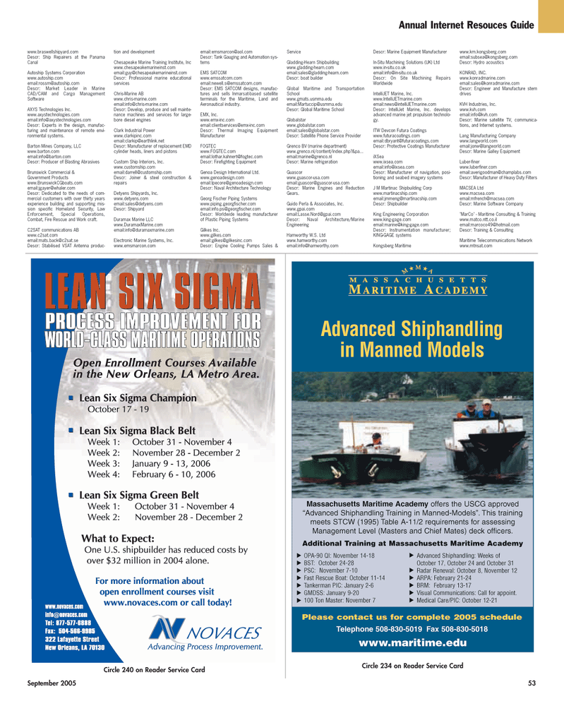 Maritime Reporter Magazine, page 53,  Sep 2005