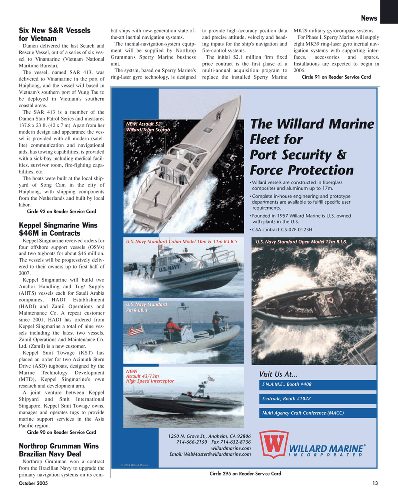 Maritime Reporter Magazine, page 13,  Oct 2005