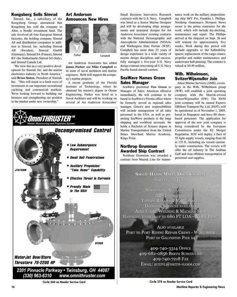 Maritime Reporter Magazine, page 16,  Oct 2005