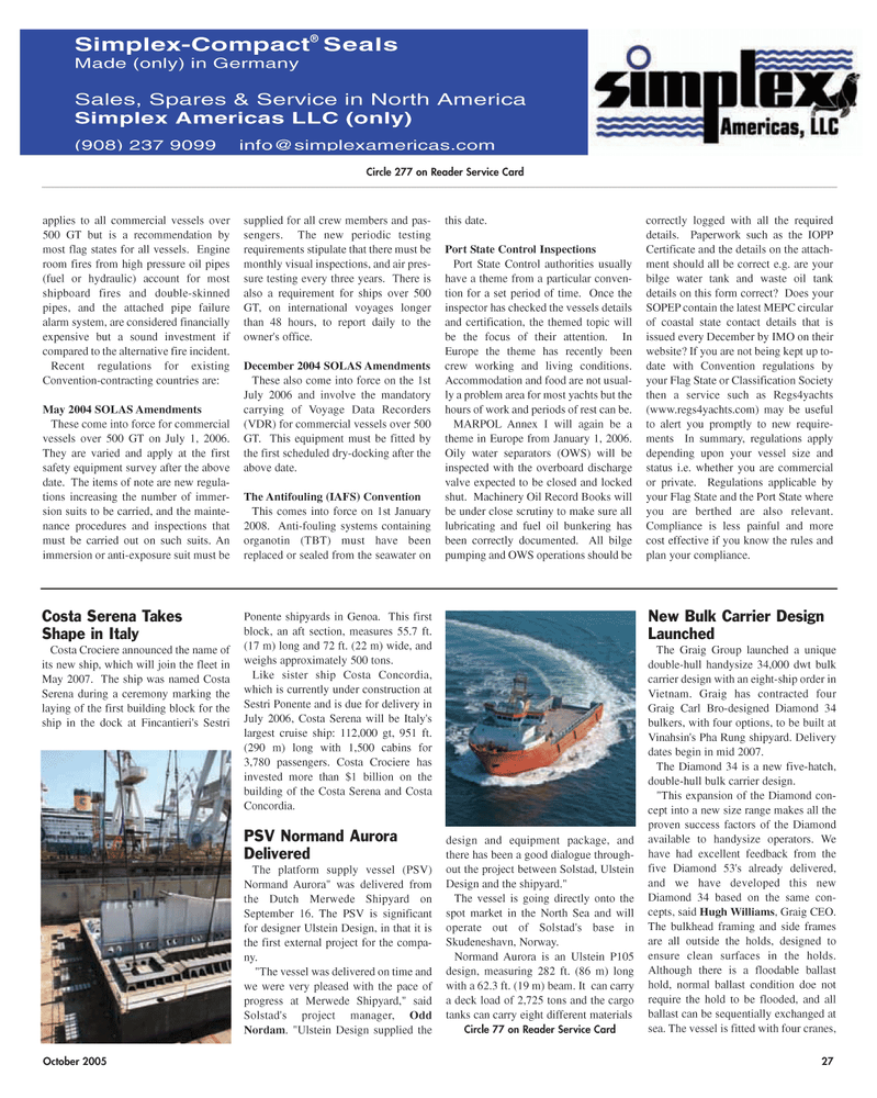 Maritime Reporter Magazine, page 27,  Oct 2005