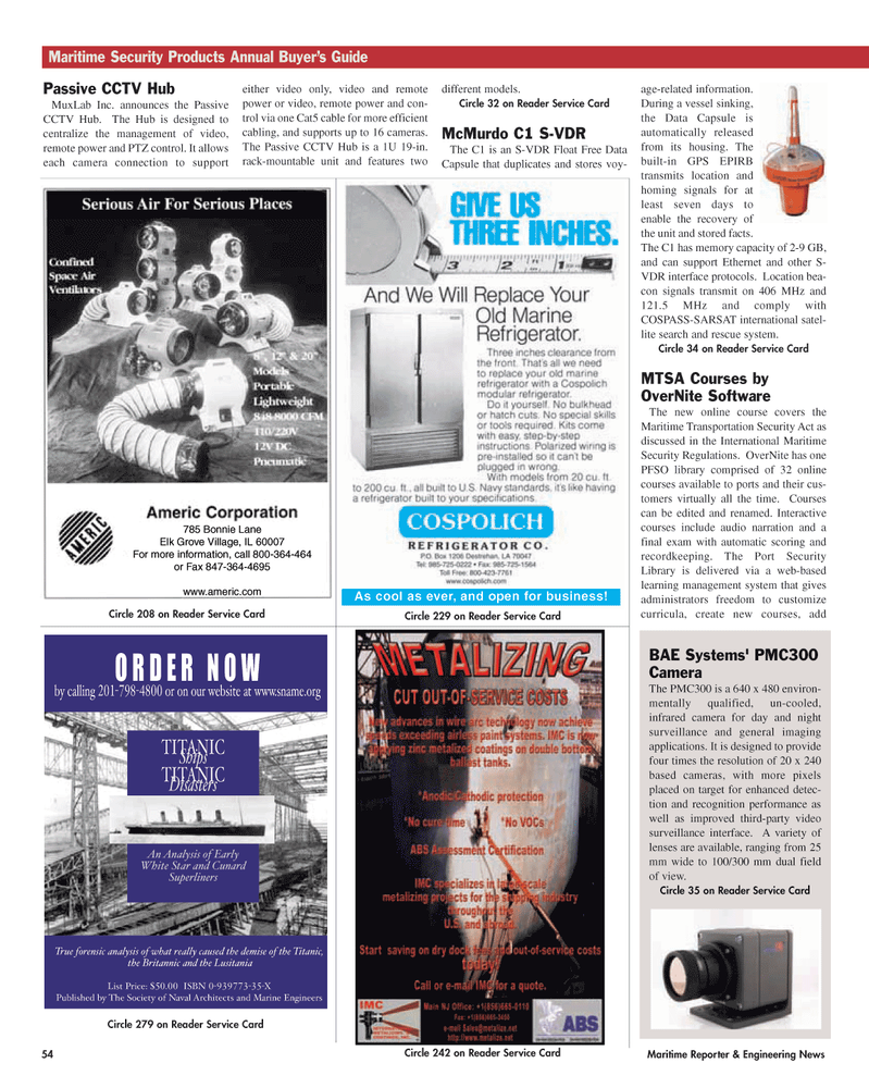 Maritime Reporter Magazine, page 54,  Oct 2005