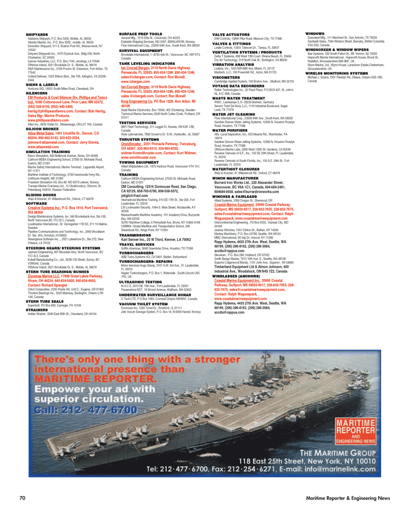 Maritime Reporter Magazine, page 70,  Oct 2005