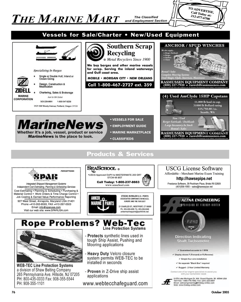 Maritime Reporter Magazine, page 77,  Oct 2005