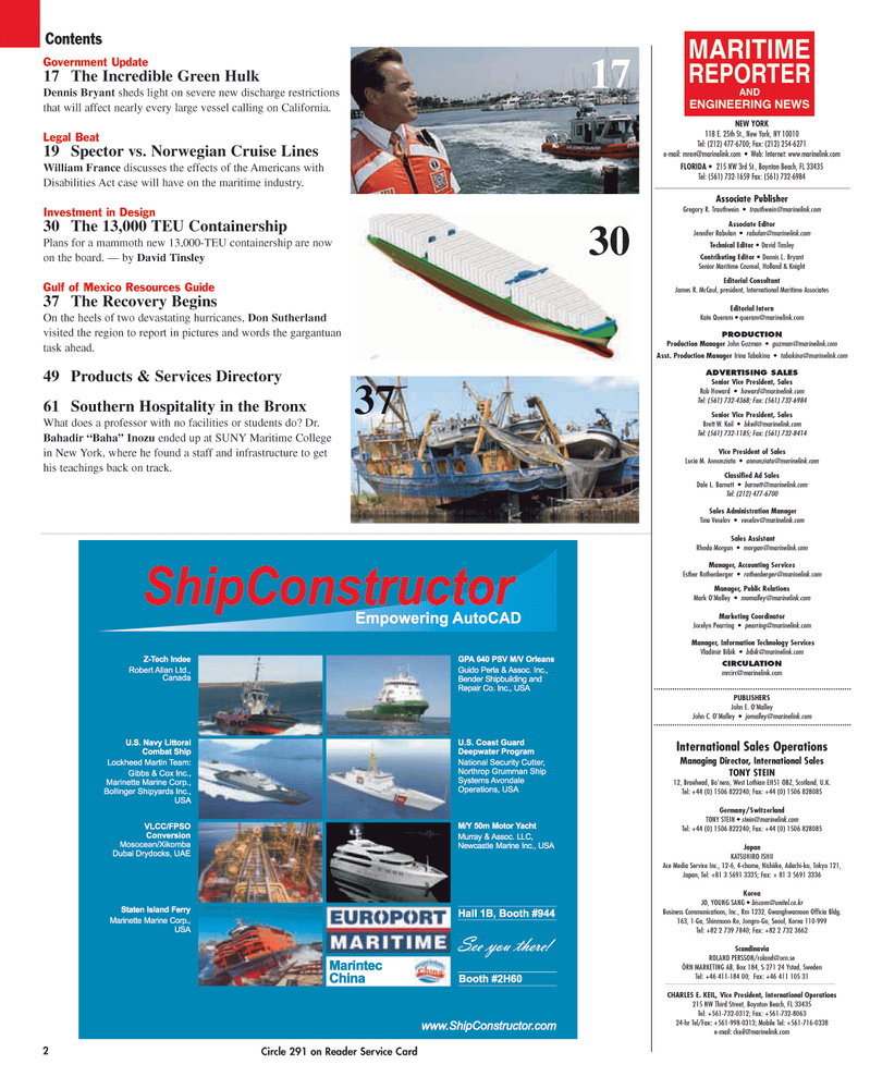 Maritime Reporter Magazine, page 2,  Nov 2005