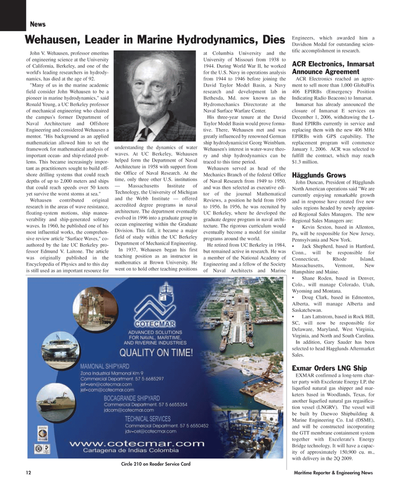 Maritime Reporter Magazine, page 12,  Dec 2005