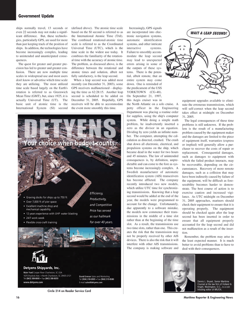 Maritime Reporter Magazine, page 16,  Dec 2005