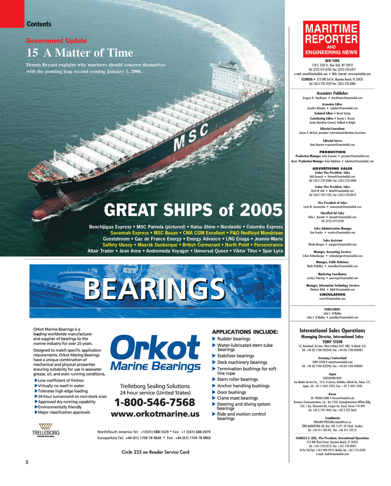 Maritime Reporter Magazine, page 2,  Dec 2005