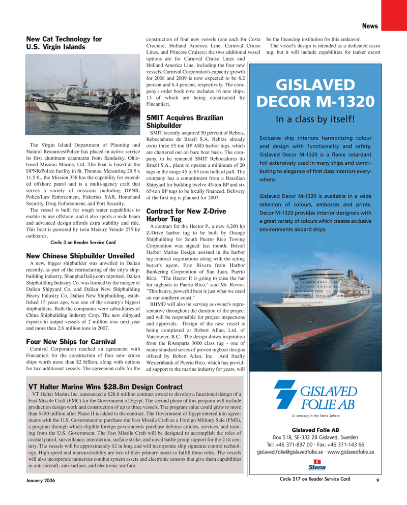 Maritime Reporter Magazine, page 9,  Jan 2006