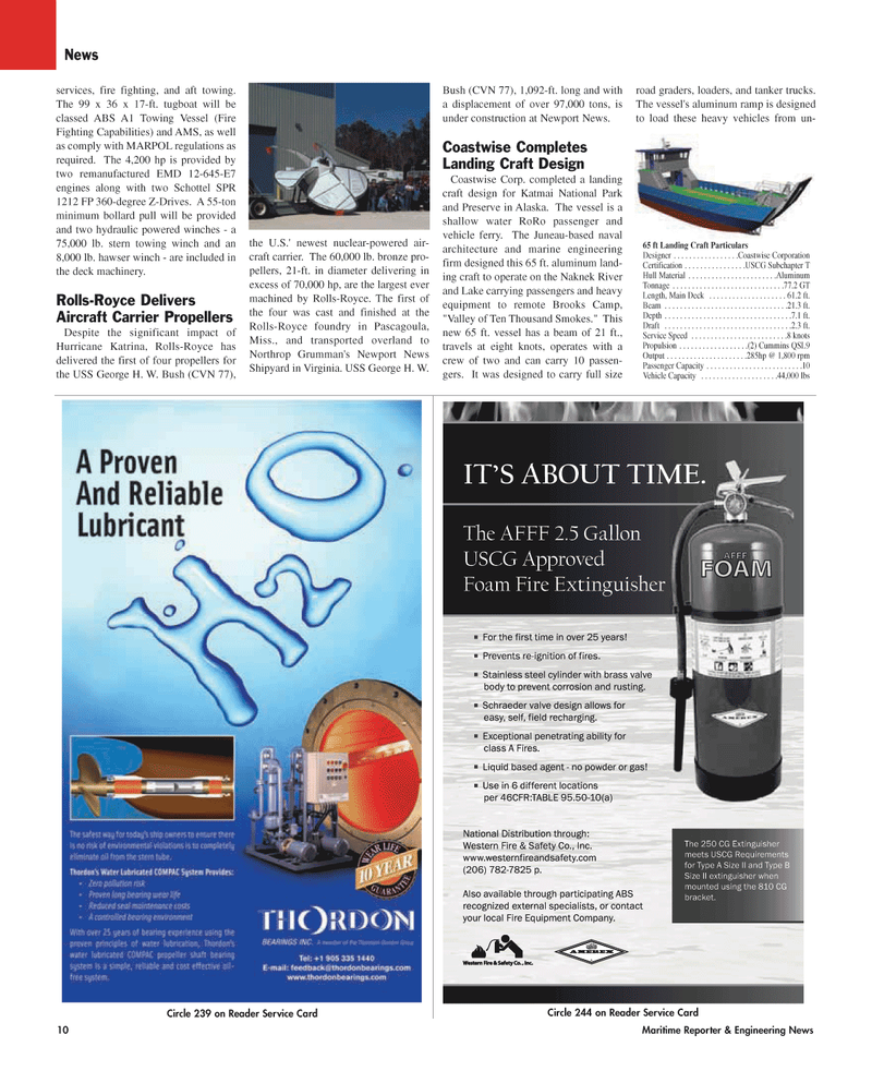 Maritime Reporter Magazine, page 10,  Jan 2006