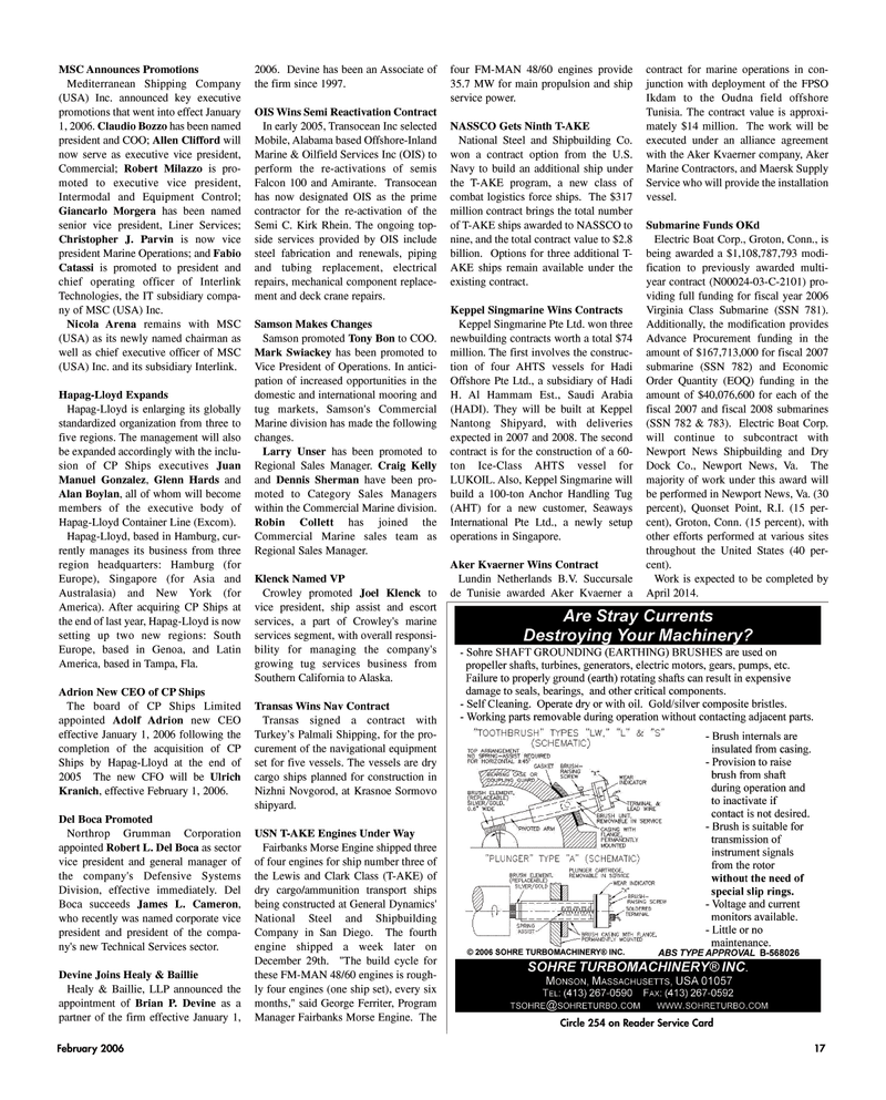Maritime Reporter Magazine, page 17,  Feb 2, 2006