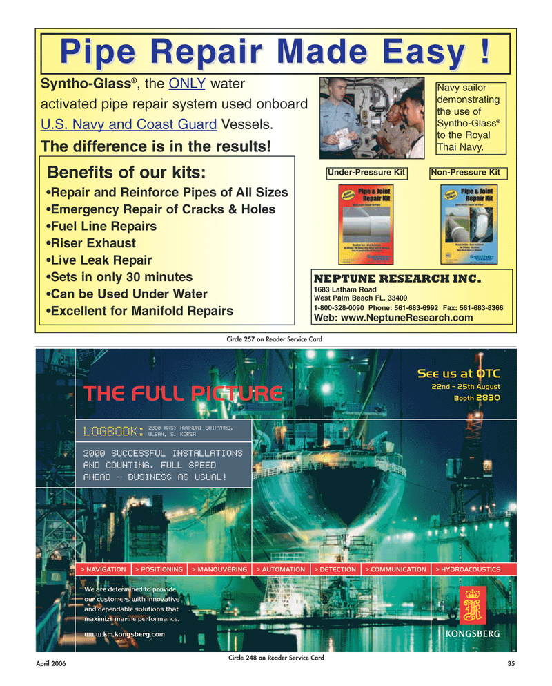 Maritime Reporter Magazine, page 35,  Apr 2006