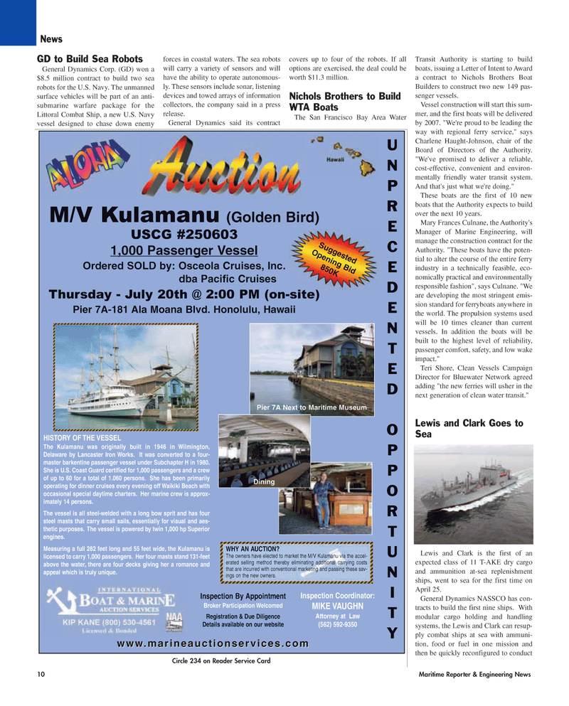 Maritime Reporter Magazine, page 10,  May 2006