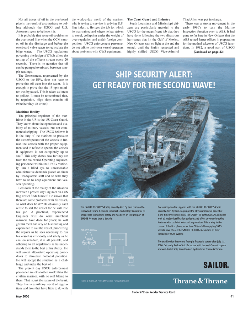 Maritime Reporter Magazine, page 41,  May 2006