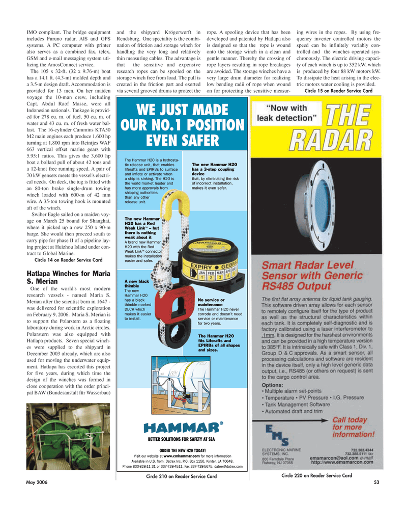 Maritime Reporter Magazine, page 53,  May 2006