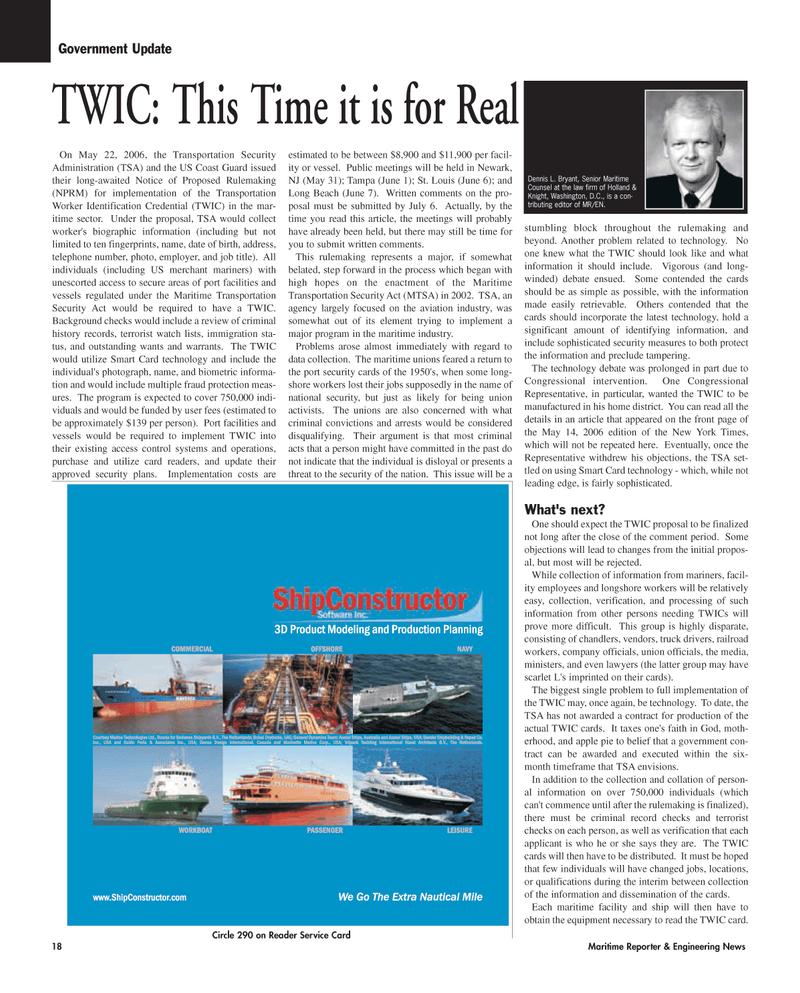 Maritime Reporter Magazine, page 18,  Jun 2006