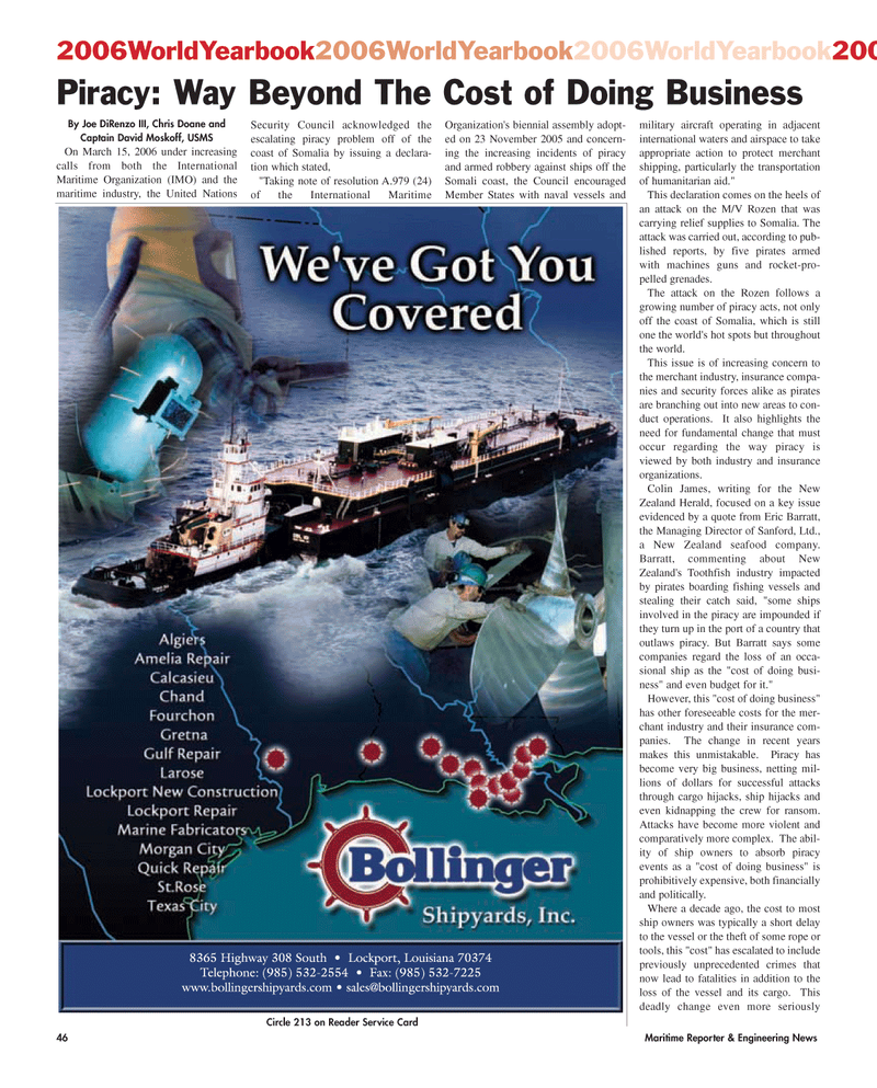 Maritime Reporter Magazine, page 46,  Jun 2006