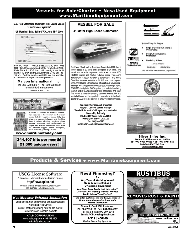 Maritime Reporter Magazine, page 76,  Jun 2006
