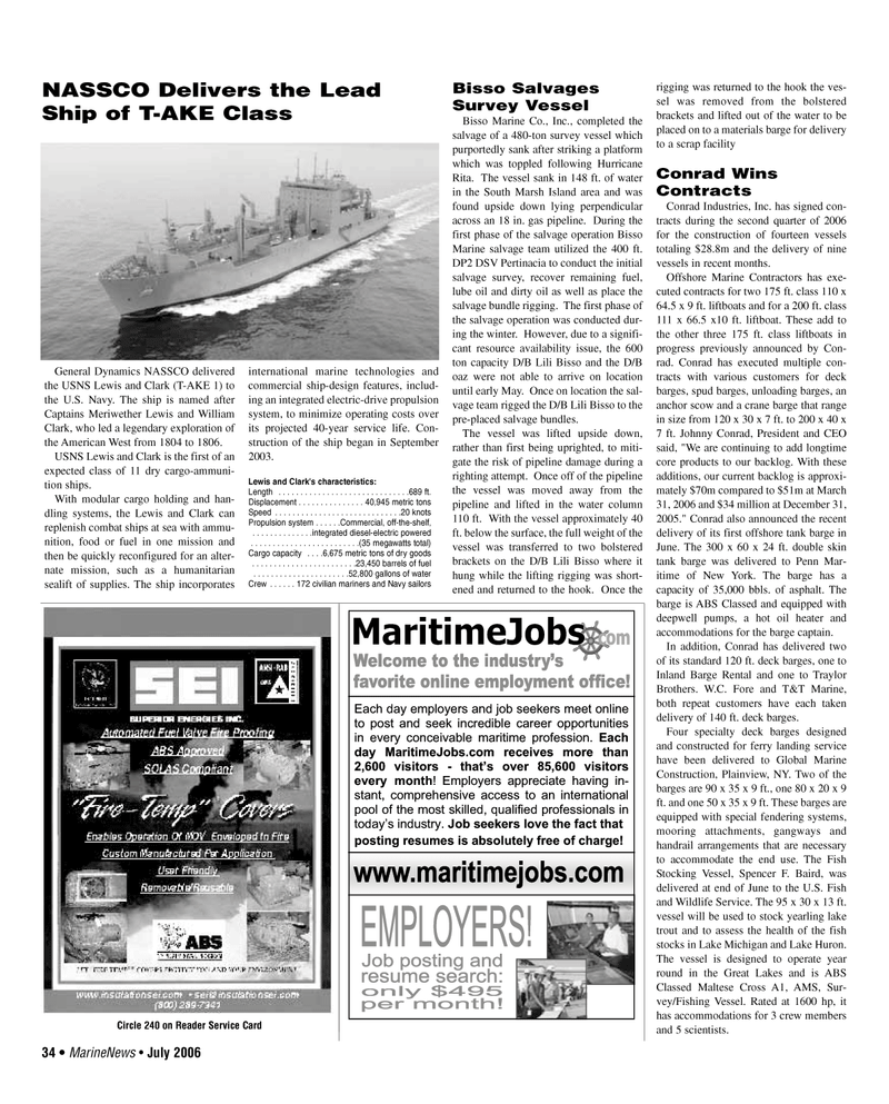 Maritime Reporter Magazine, page 34,  Jul 2006