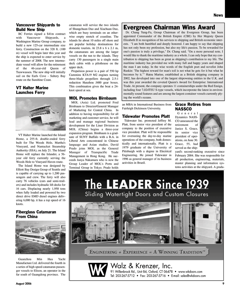 Maritime Reporter Magazine, page 9,  Aug 2006