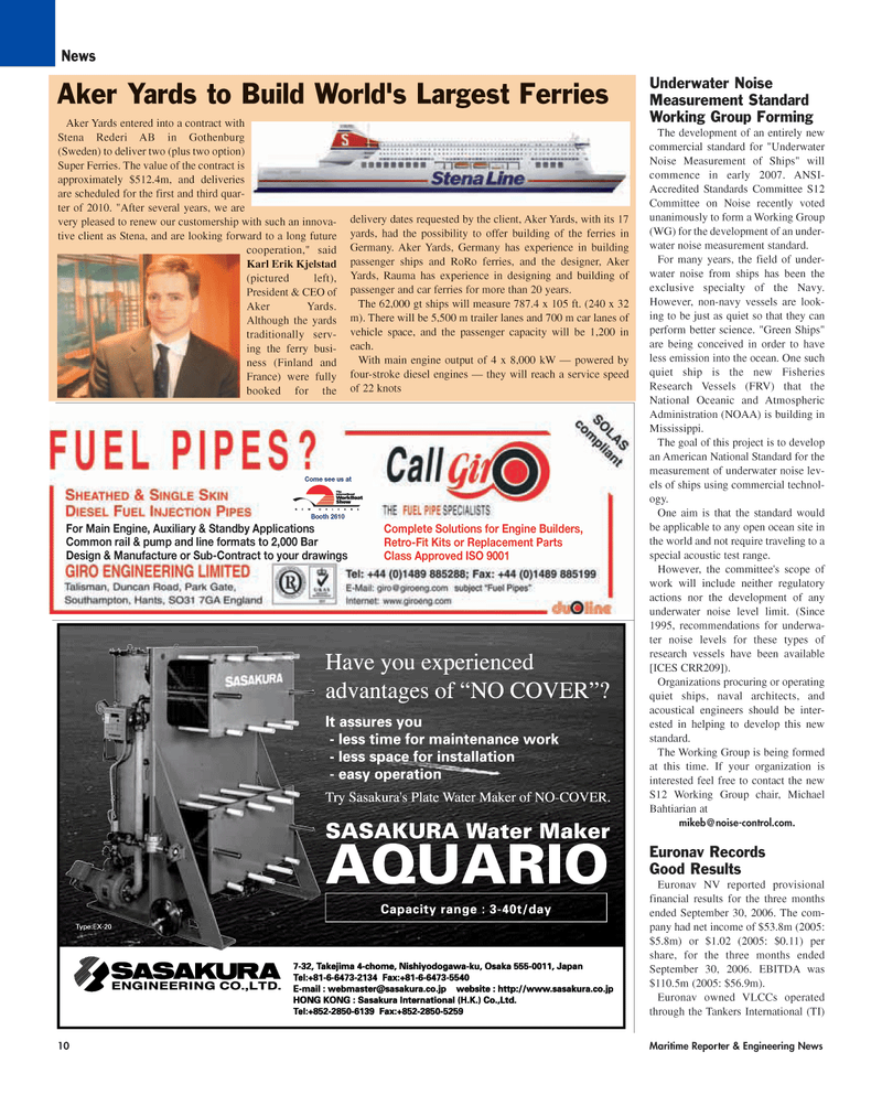 Maritime Reporter Magazine, page 10,  Dec 2, 2006
