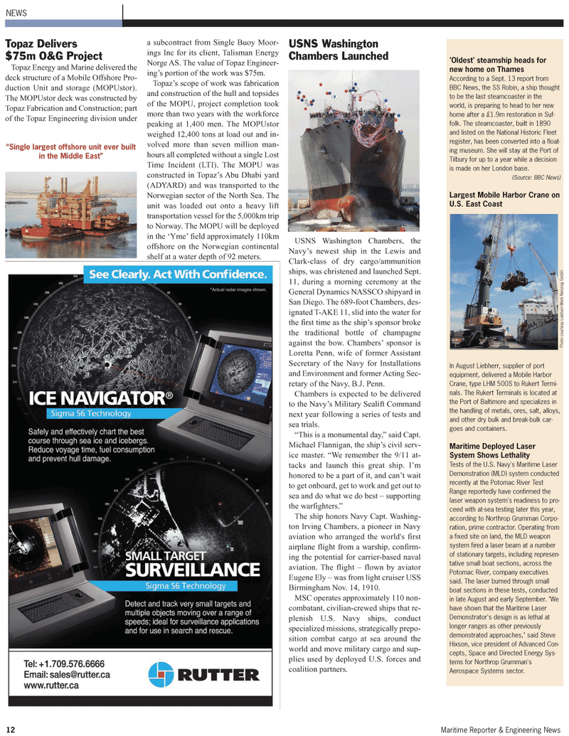 Maritime Reporter Magazine, page 12,  Feb 2, 2010
