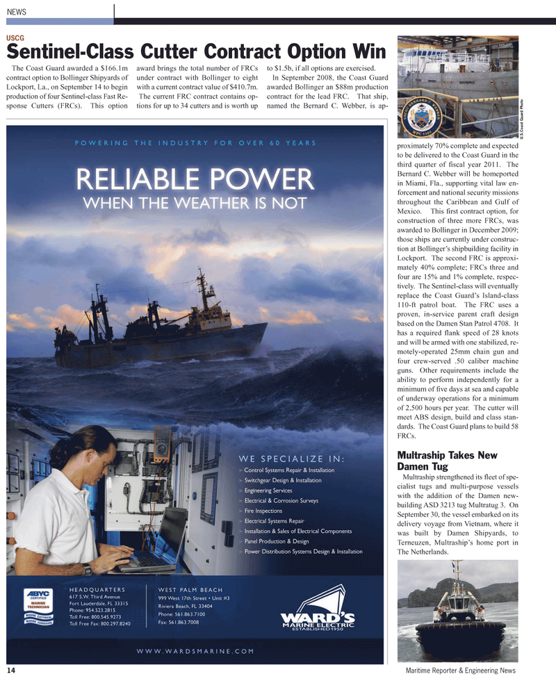 Maritime Reporter Magazine, page 14,  Feb 2, 2010