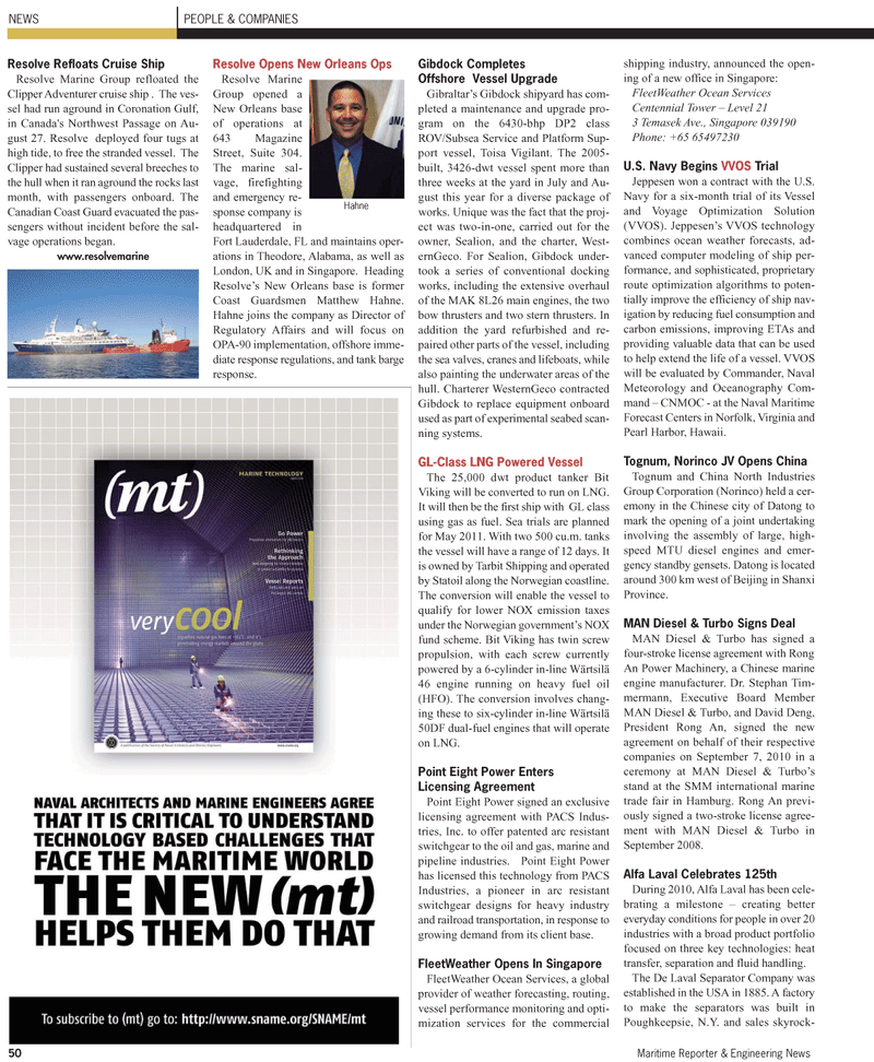 Maritime Reporter Magazine, page 50,  Feb 2, 2010