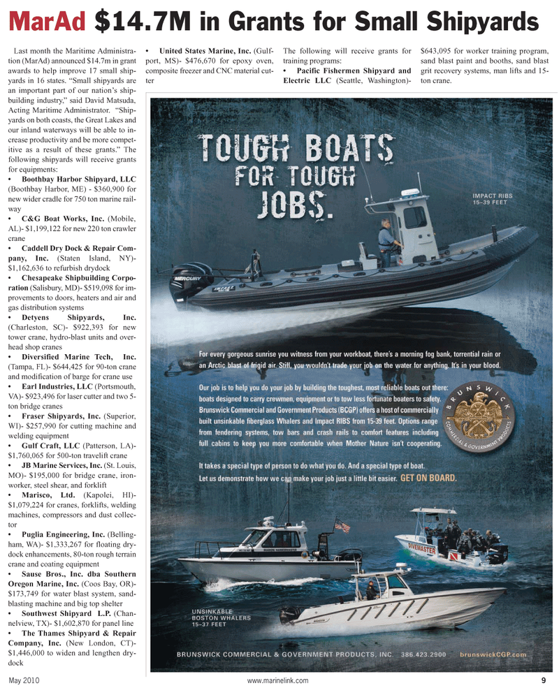 Maritime Reporter Magazine, page 9,  May 2, 2010