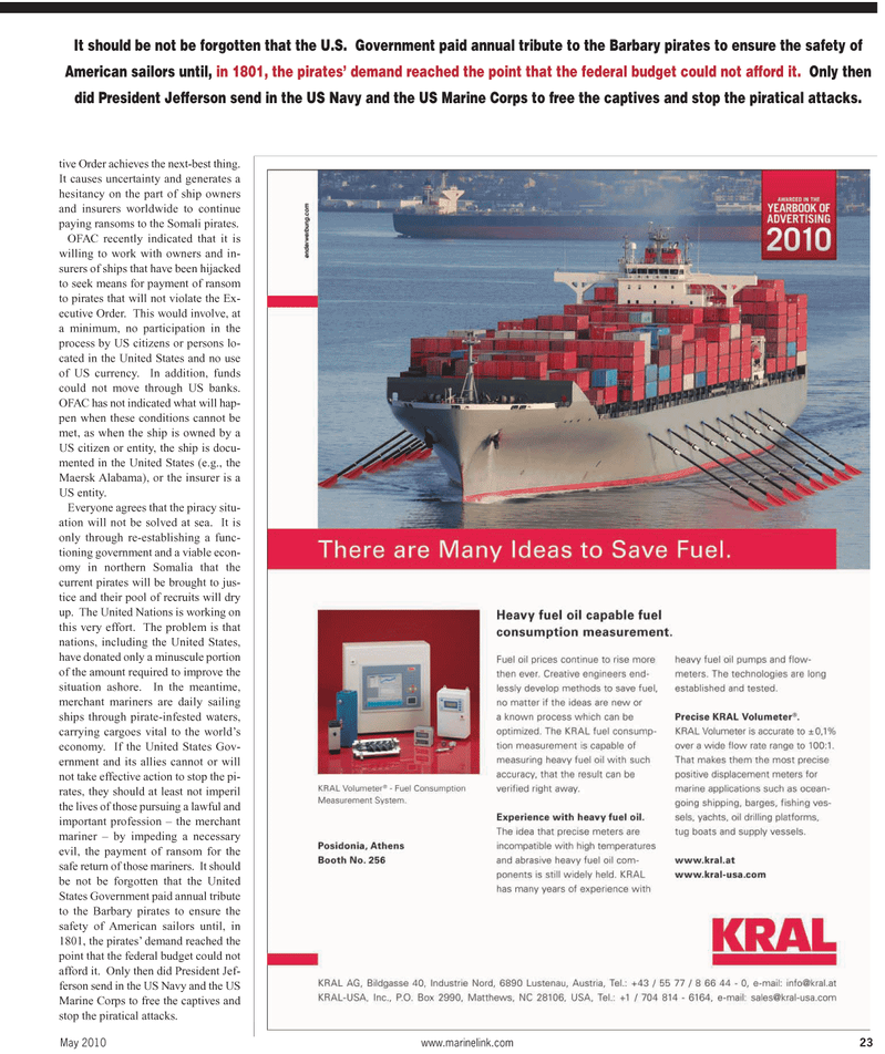 Maritime Reporter Magazine, page 23,  May 2, 2010